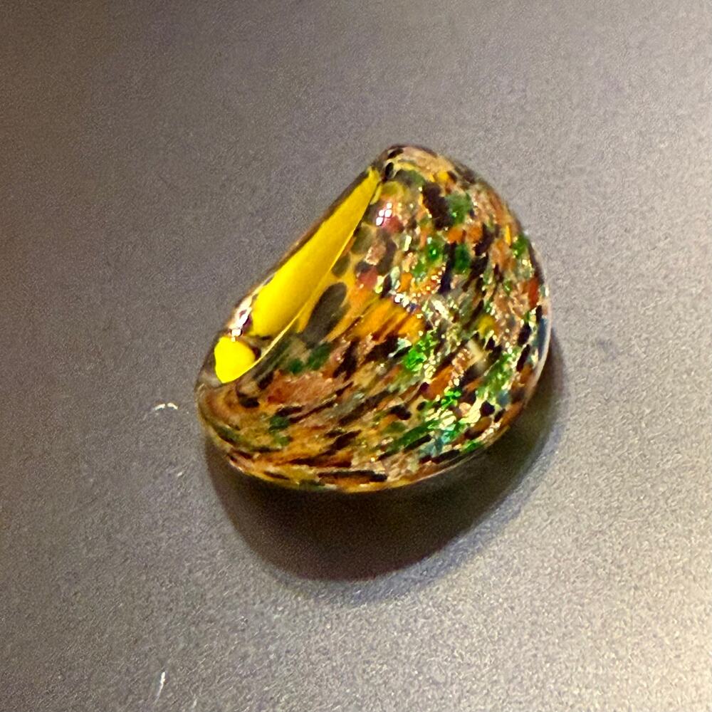 Murano Style Speckled Colorful Art Glass Ring Size 6.5